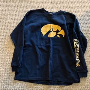 Kids Black Long-Sleeve Top with Yellow Hawkeye Logo
